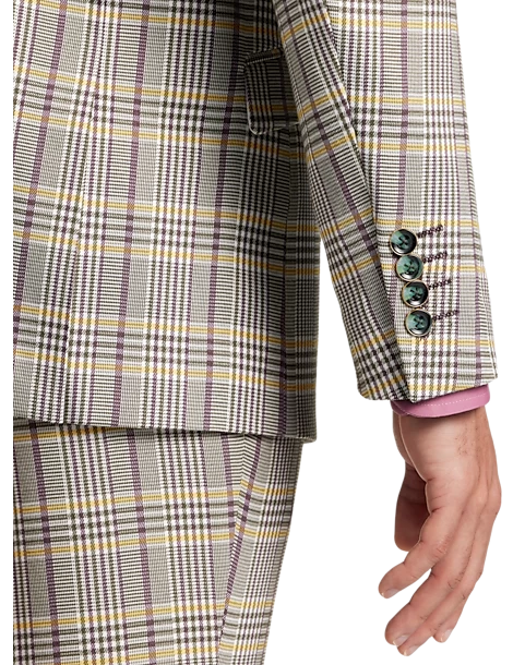 Paisley & Gray Slim Fit Suit Separates Coat, Olive & Yellow Check 5 Paisley & Gray Slim Fit Suit Separates Coat, Olive & Yellow Check - Image 3