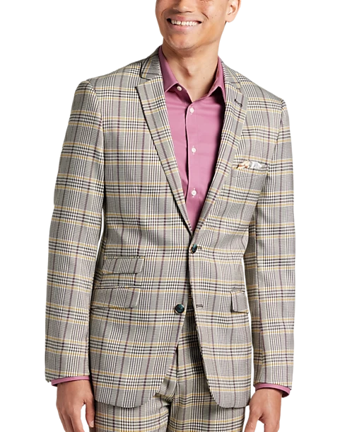 Paisley & Gray Slim Fit Suit Separates Coat, Olive & Yellow Check 3 Paisley & Gray Slim Fit Suit Separates Coat, Olive & Yellow Check