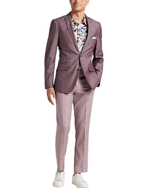 Paisley & Gray Slim Fit Suit Separates Coat, Mulberry 8 Paisley & Gray Slim Fit Suit Separates Coat, Mulberry - Image 6