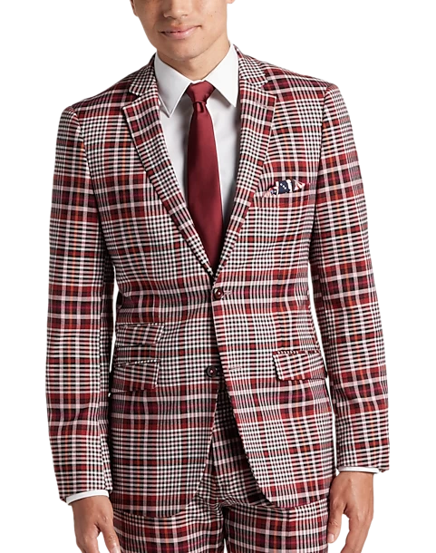 Paisley & Gray Slim Fit Suit Separates Coat, Pink Plaid 3 Paisley & Gray Slim Fit Suit Separates Coat, Pink Plaid
