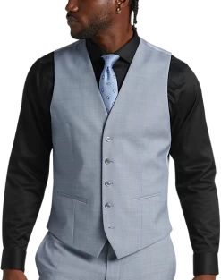 JOE Joseph Abboud Slim Fit Suit Separates Vest Light Blue Sharkskin