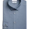 Calvin Klein Refined Cotton Stretch Supima Slim Fit Hidden Button-Down Collar Dress Shirt, Blue 1 Calvin Klein Refined Cotton Stretch Supima Slim Fit Hidden Button-Down Collar Dress Shirt, Blue -Men Clothing Shop MW40 5EVX 31 CALVIN KLEIN DEEP NAVY MAIN