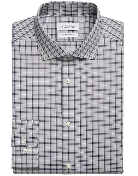 Calvin Klein Slim Fit Embroidered Logo Dress Shirt, Graphite Plaid 3 Calvin Klein Slim Fit Embroidered Logo Dress Shirt, Graphite Plaid
