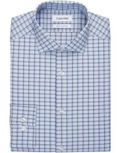 Calvin Klein Slim Fit Embroidered Logo Dress Shirt, Royal Blue Plaid