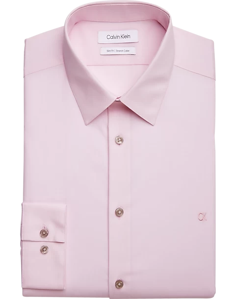 Calvin Klein Slim Fit Embroidered Logo Dress Shirt, Pink 3 Calvin Klein Slim Fit Embroidered Logo Dress Shirt, Pink