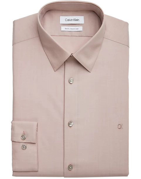 Calvin Klein Slim Fit Embroidered Logo Dress Shirt, Taupe 3 Calvin Klein Slim Fit Embroidered Logo Dress Shirt, Taupe