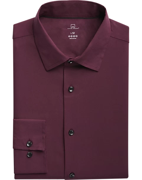 Michael Strahan Modern Fit Spread Collar Dress Shirt, Wine 3 Michael Strahan Modern Fit Spread Collar Dress Shirt, Wine