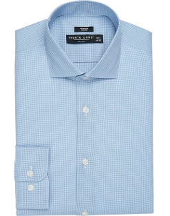Pronto Uomo Non-Iron Slim Fit Spread Collar Dress Shirt, French Blue Gingham
