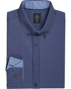 Michael Strahan Modern Fit 4-Way Stretch Dress Shirt, Blue Dot