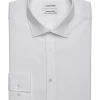 Calvin Klein Refined Cotton Stretch Supima Slim Fit Dress Shirt, White -Men Clothing Shop MW40 5FK1 01 CALVIN KLEIN WHITE SOLID MAIN
