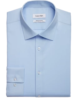 Calvin Klein Refined Cotton Stretch Supima Slim Fit Dress Shirt, Light Blue
