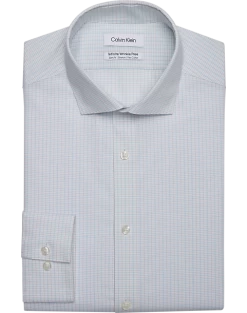 Calvin Klein Infinite Wrinkle Free Slim Fit Stretch Collar Dress Shirt, Blue Plaid