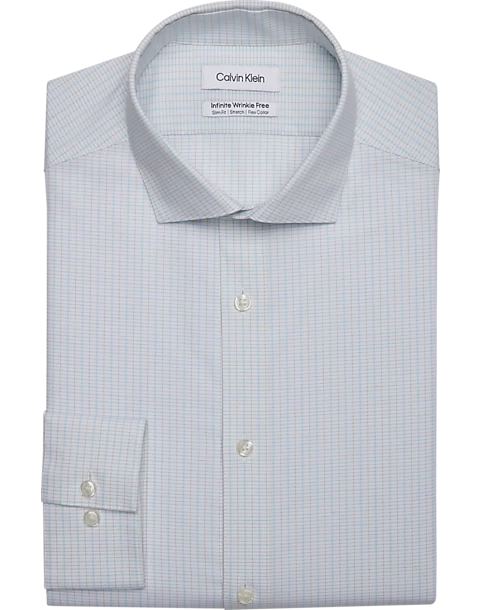 Calvin Klein Infinite Wrinkle Free Slim Fit Stretch Collar Dress Shirt, Blue Plaid 3 Calvin Klein Infinite Wrinkle Free Slim Fit Stretch Collar Dress Shirt, Blue Plaid