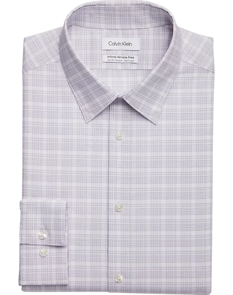 Calvin Klein Infinite Wrinkle Free Slim Fit Stretch Collar Dress Shirt, Iris Plaid 3 Calvin Klein Infinite Wrinkle Free Slim Fit Stretch Collar Dress Shirt, Iris Plaid