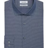 Calvin Klein Infinite Wrinkle Free Slim Fit Stretch Collar Dress Shirt, Midnight Blue Dash