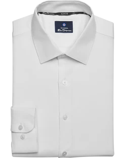 Ben Sherman Slim Fit Dobby Dress Shirt, White Basketweave