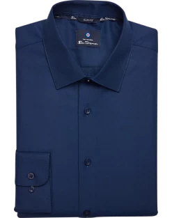 Ben Sherman Slim Fit Dobby Dress Shirt, Navy Basketweave