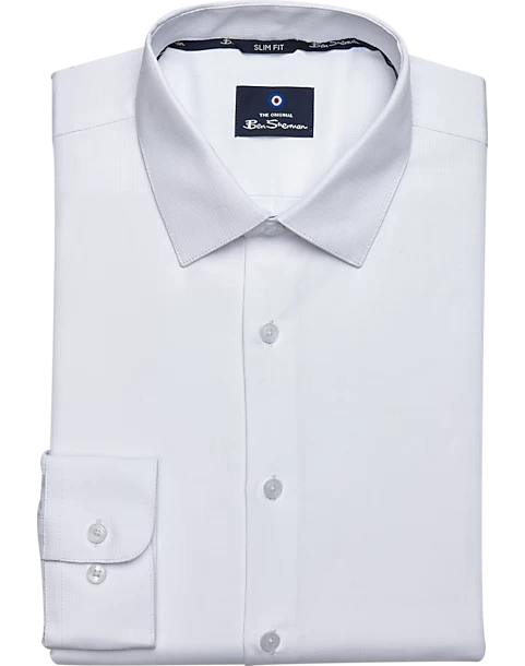 Ben Sherman Slim Fit Dobby Dress Shirt, White Diamond 3 Ben Sherman Slim Fit Dobby Dress Shirt, White Diamond