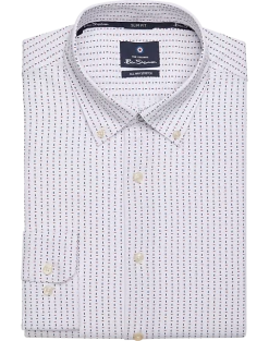 Ben Sherman Slim Fit Button-Down Collar Dress Shirt, Red And Blue Geo