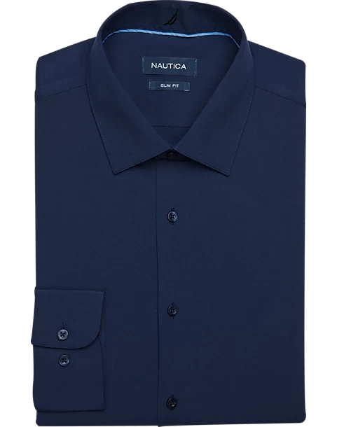 Nautica Slim Fit Four-Way Stretch Dress Shirt, Navy 3 Nautica Slim Fit Four-Way Stretch Dress Shirt, Navy