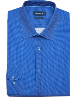 Nautica Slim Fit Four-Way Stretch Dress Shirt, Blue Micro Dot