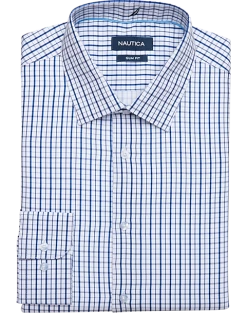 Nautica Slim Fit Four-Way Stretch Dress Shirt, Blue Plaid