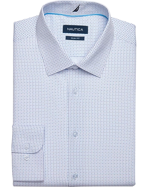 Nautica Slim Fit Four-Way Stretch Dress Shirt, Blue Dot 3 Nautica Slim Fit Four-Way Stretch Dress Shirt, Blue Dot