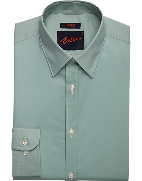 Egara Skinny Fit Point Collar Dress Shirt, Green 3 Egara Skinny Fit Point Collar Dress Shirt, Green