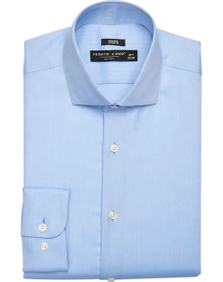 Pronto Uomo Classic Fit Spread Collar Dress Shirt, Blue Herringbone