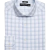 Pronto Uomo Modern Fit Spread Collar Dress Shirt, Blue And Teal Plaid
