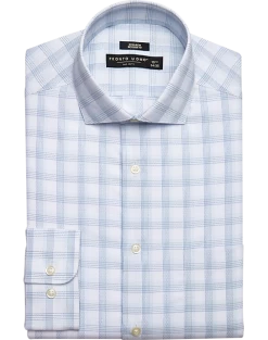 Pronto Uomo Modern Fit Spread Collar Dress Shirt, Blue And Teal Plaid