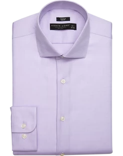 Pronto Uomo Slim Fit Spread Collar Dress Shirt, Lavender Herringbone