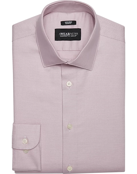 Awearness Kenneth Cole Slim Fit Spread Collar Dress Shirt, Pink Check 3 Awearness Kenneth Cole Slim Fit Spread Collar Dress Shirt, Pink Check