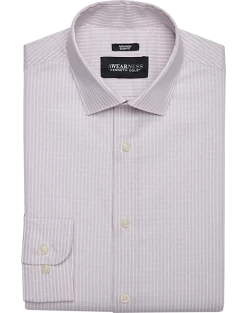 Awearness Kenneth Cole Slim Fit Spread Collar Dress Shirt, Burgundy Stripe