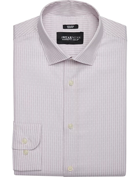 Awearness Kenneth Cole Slim Fit Spread Collar Dress Shirt, Burgundy Stripe 3 Awearness Kenneth Cole Slim Fit Spread Collar Dress Shirt, Burgundy Stripe