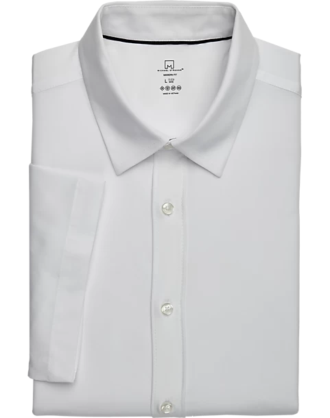 Michael Strahan Modern Fit Short Sleeve Dress Shirt, White 3 Michael Strahan Modern Fit Short Sleeve Dress Shirt, White