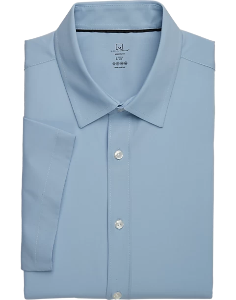 Michael Strahan Modern Fit Short Sleeve Dress Shirt, Light Blue 3 Michael Strahan Modern Fit Short Sleeve Dress Shirt, Light Blue