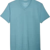 Lucky Brand Modern Fit V-Neck Tee, Light Blue Burnout 1 Lucky Brand Modern Fit V-Neck Tee, Light Blue Burnout -Men Clothing Shop MW40 6GXA 14 LUCKY BRAND LT BLUE MAIN