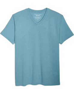Lucky Brand Modern Fit V-Neck Tee, Light Blue Burnout