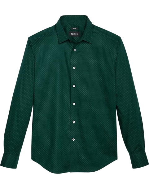Awearness Kenneth Cole Slim Fit Woven Sport Shirt, Dark Green Dot 3 Awearness Kenneth Cole Slim Fit Woven Sport Shirt, Dark Green Dot