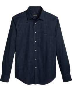 Awearness Kenneth Cole Slim Fit Sport Shirt, Navy Square Dot