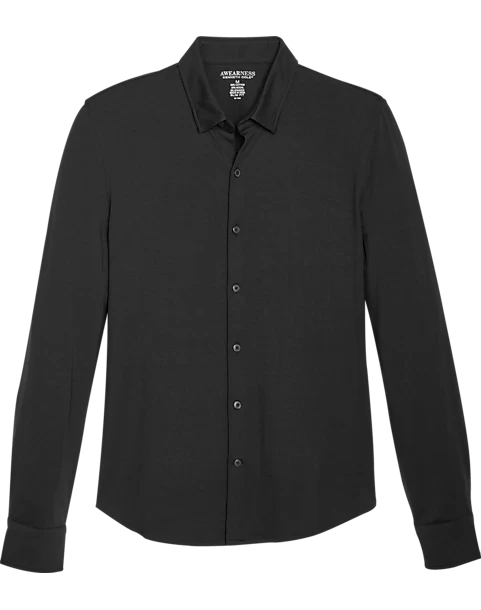 Awearness Kenneth Cole Slim Fit Spread Collar Sport Shirt, Black 3 Awearness Kenneth Cole Slim Fit Spread Collar Sport Shirt, Black