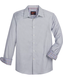 Egara Slim Fit Spread Collar Sport Shirt, Navy Houndstooth