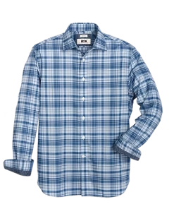 Joseph Abboud Modern Fit Spread Collar Sport Shirt, Blue Plaid