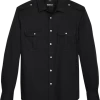 Awearness Kenneth Cole Slim Fit Twill Military Sport Shirt, Black