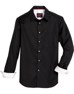 Egara Slim Fit Textured Woven Sport Shirt, Black