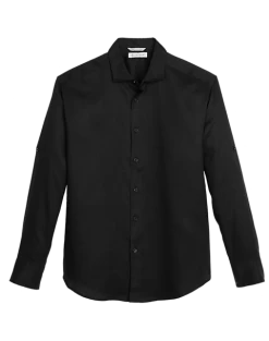 Cubavera Modern Fit Long Sleeve Linen-Blend Shirt, Black