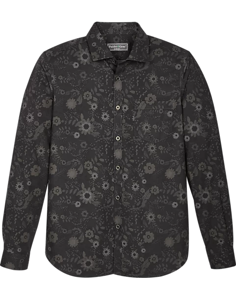 Paisley & Gray Slim Fit Spread Collar Sport Shirt, Black Floral 3 Paisley & Gray Slim Fit Spread Collar Sport Shirt, Black Floral