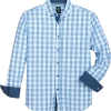 Michael Strahan Modern Fit Button-Down Collar Sport Shirt, Blue Plaid -Men Clothing Shop MW40 6LVE 34 MICHAEL STRAHAN NAVY AND GREY MAIN