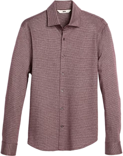 Joseph Abboud Modern Fit Knit Sport Shirt, Burgundy Houndstooth